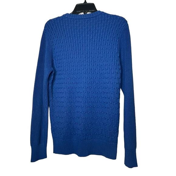 Bonobos Men's Crew Neck Cable Knit Cozy Long Sleeve Blue Sweater Size Small - Picture 2 of 10